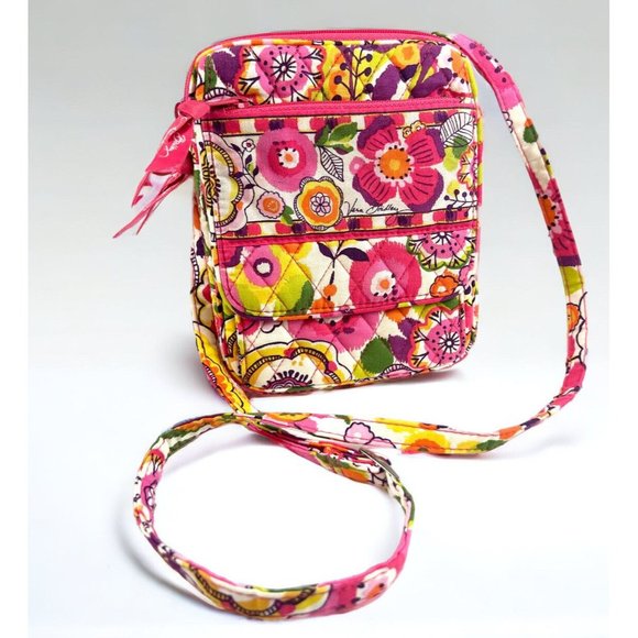 Vera Bradley Clementine Crossbody Bag Hipster Purse Pink/Yellow 8"x6" - Picture 5 of 16